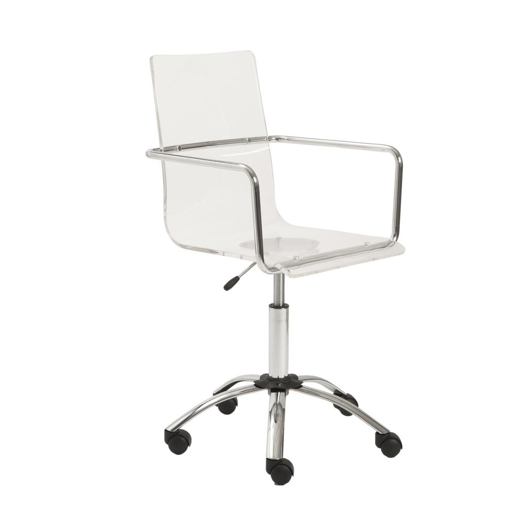 20.52" X 22.01" X 39.49" Office Chair in Clear with Chromed Steel Base. Picture 2