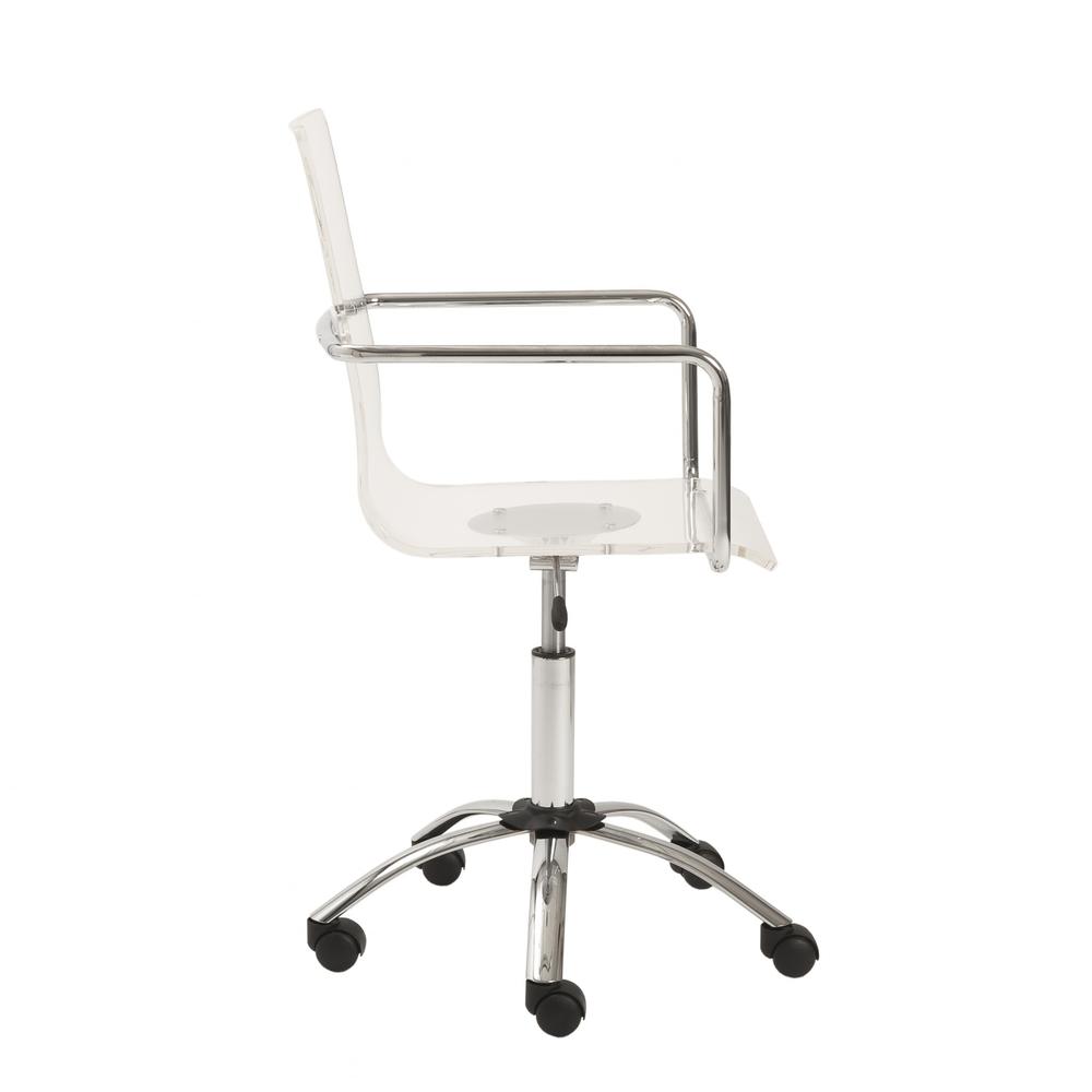 20.52" X 22.01" X 39.49" Office Chair in Clear with Chromed Steel Base. Picture 3