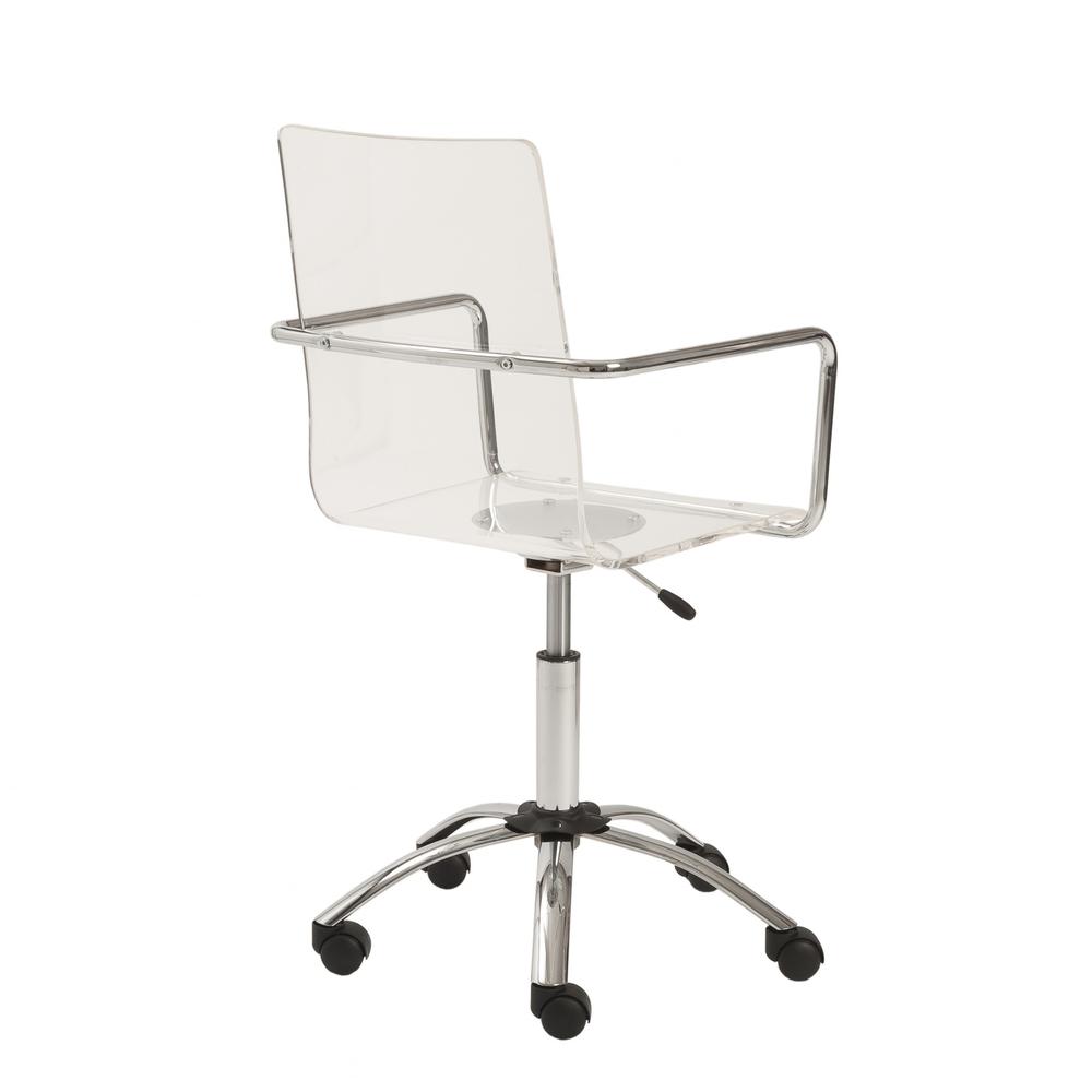 20.52" X 22.01" X 39.49" Office Chair in Clear with Chromed Steel Base. Picture 4