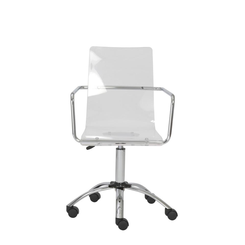 20.52" X 22.01" X 39.49" Office Chair in Clear with Chromed Steel Base. Picture 5