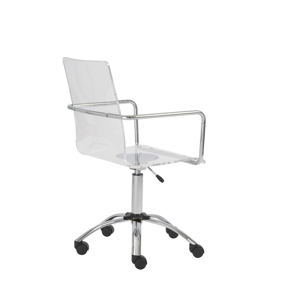 20.52" X 22.01" X 39.49" Office Chair in Clear with Chromed Steel Base. Picture 6