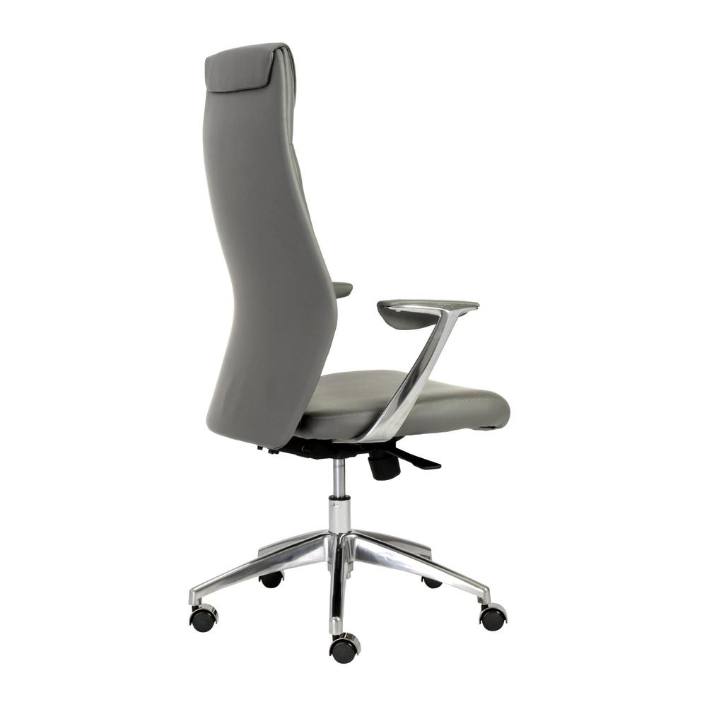 25.50" X 27" X 50" High Back Office Chair in Gray with Polished Aluminum Base. Picture 4