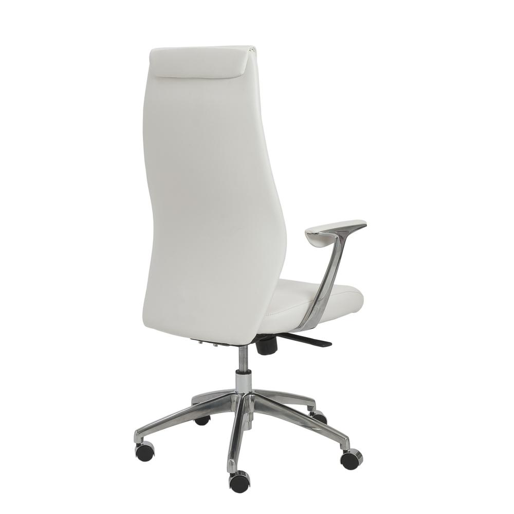 25.50" X 27" X 50" High Back Office Chair in White with Polished Aluminum Base. Picture 4