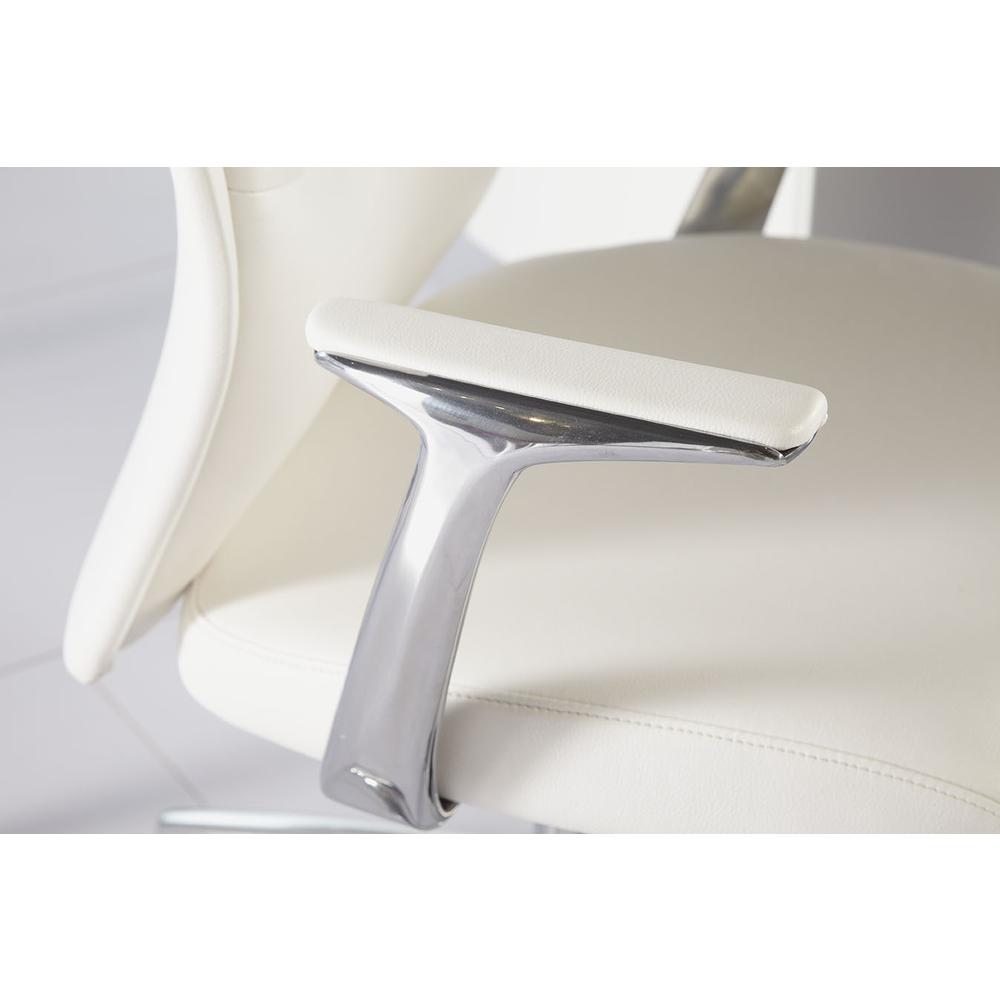 25.50" X 27" X 50" High Back Office Chair in White with Polished Aluminum Base. Picture 5