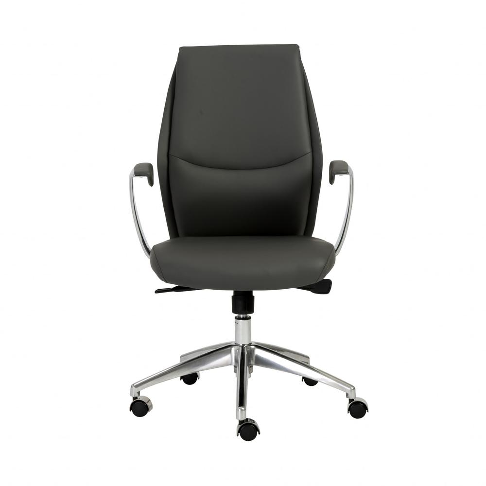 25.50" X 27" X 42.75" Low Back Office Chair in Gray with Polished Aluminum Base. Picture 1