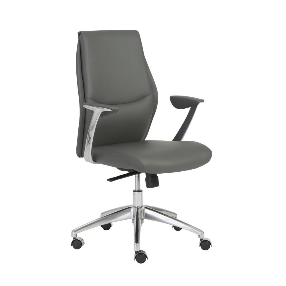 25.50" X 27" X 42.75" Low Back Office Chair in Gray with Polished Aluminum Base. Picture 2