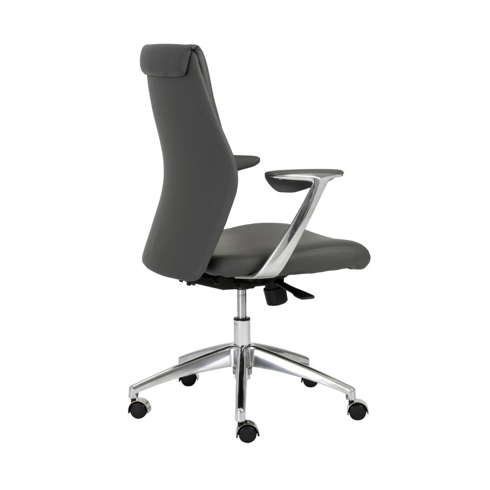 25.50" X 27" X 42.75" Low Back Office Chair in Gray with Polished Aluminum Base. Picture 4