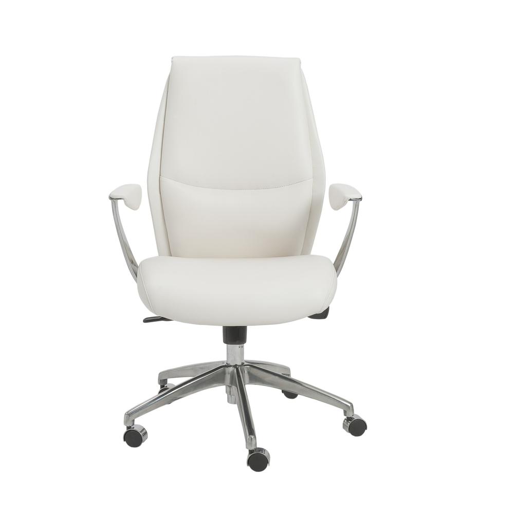 25.50" X 27" X 42.75" Low Back Office Chair in White with Polished Aluminum Base. Picture 1