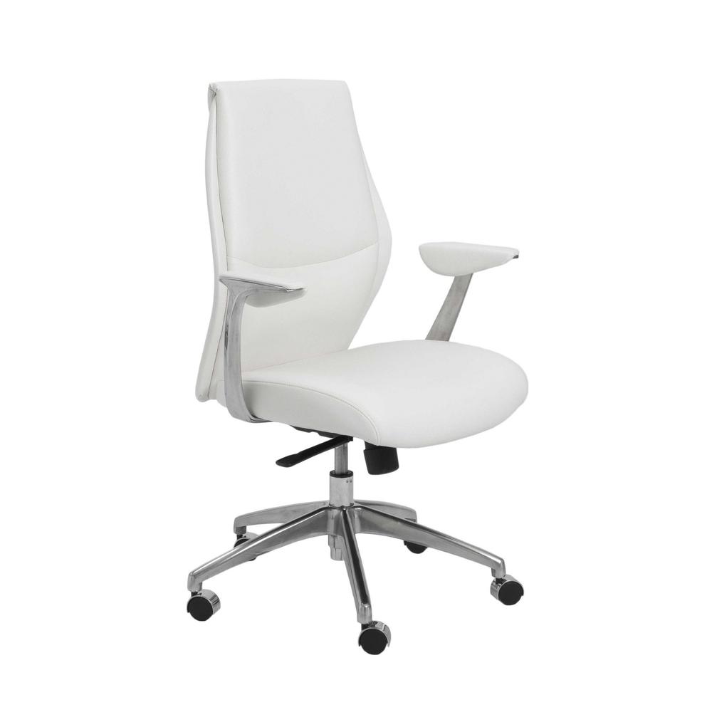 25.50" X 27" X 42.75" Low Back Office Chair in White with Polished Aluminum Base. Picture 2