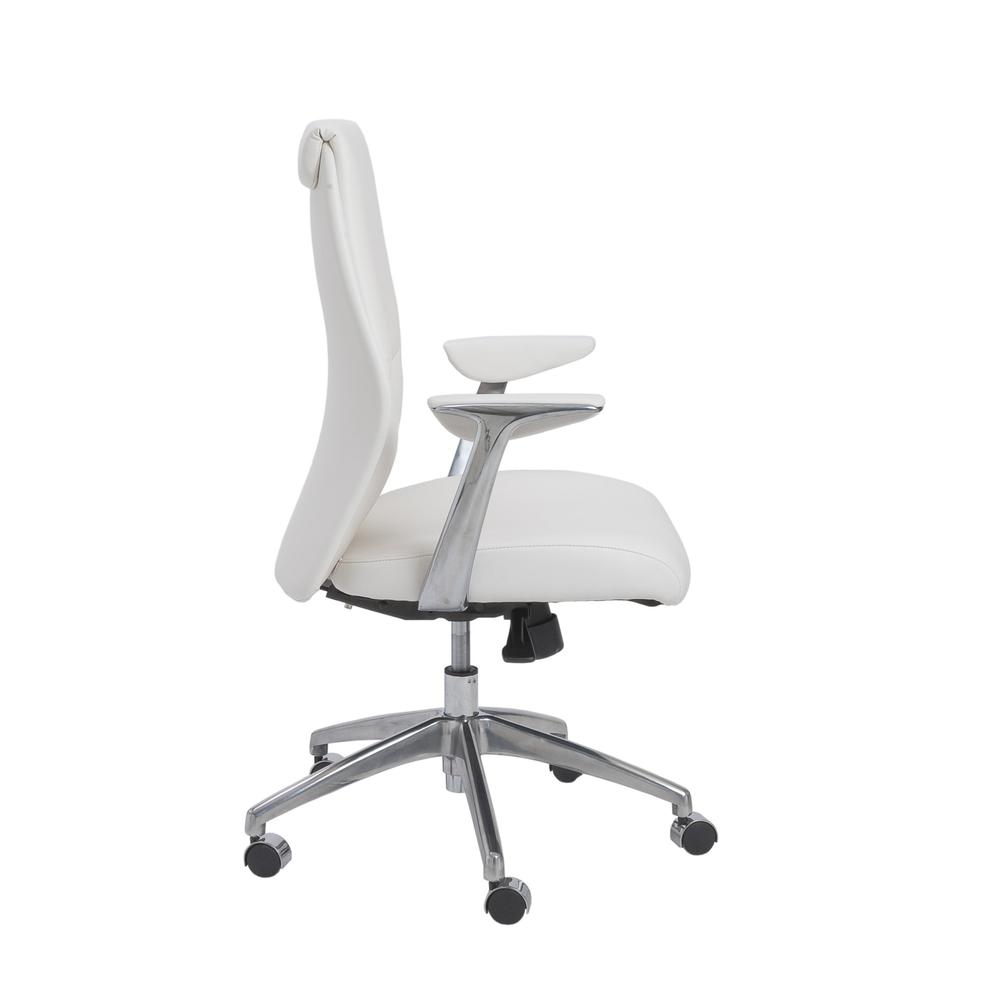 25.50" X 27" X 42.75" Low Back Office Chair in White with Polished Aluminum Base. Picture 3