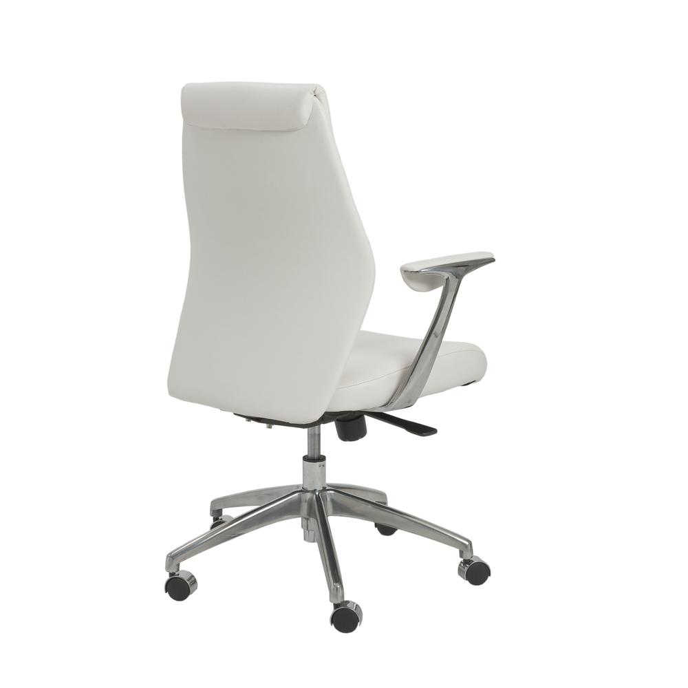 25.50" X 27" X 42.75" Low Back Office Chair in White with Polished Aluminum Base. Picture 4
