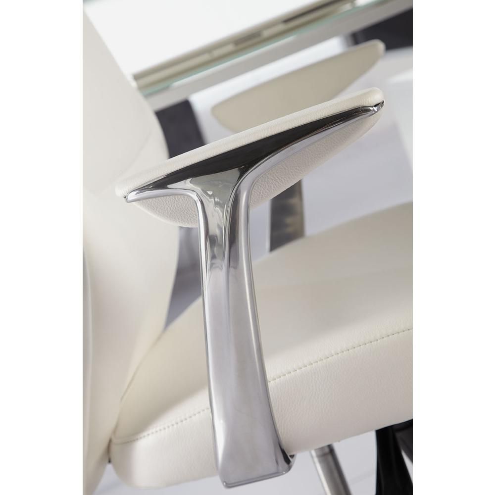 25.50" X 27" X 42.75" Low Back Office Chair in White with Polished Aluminum Base. Picture 5