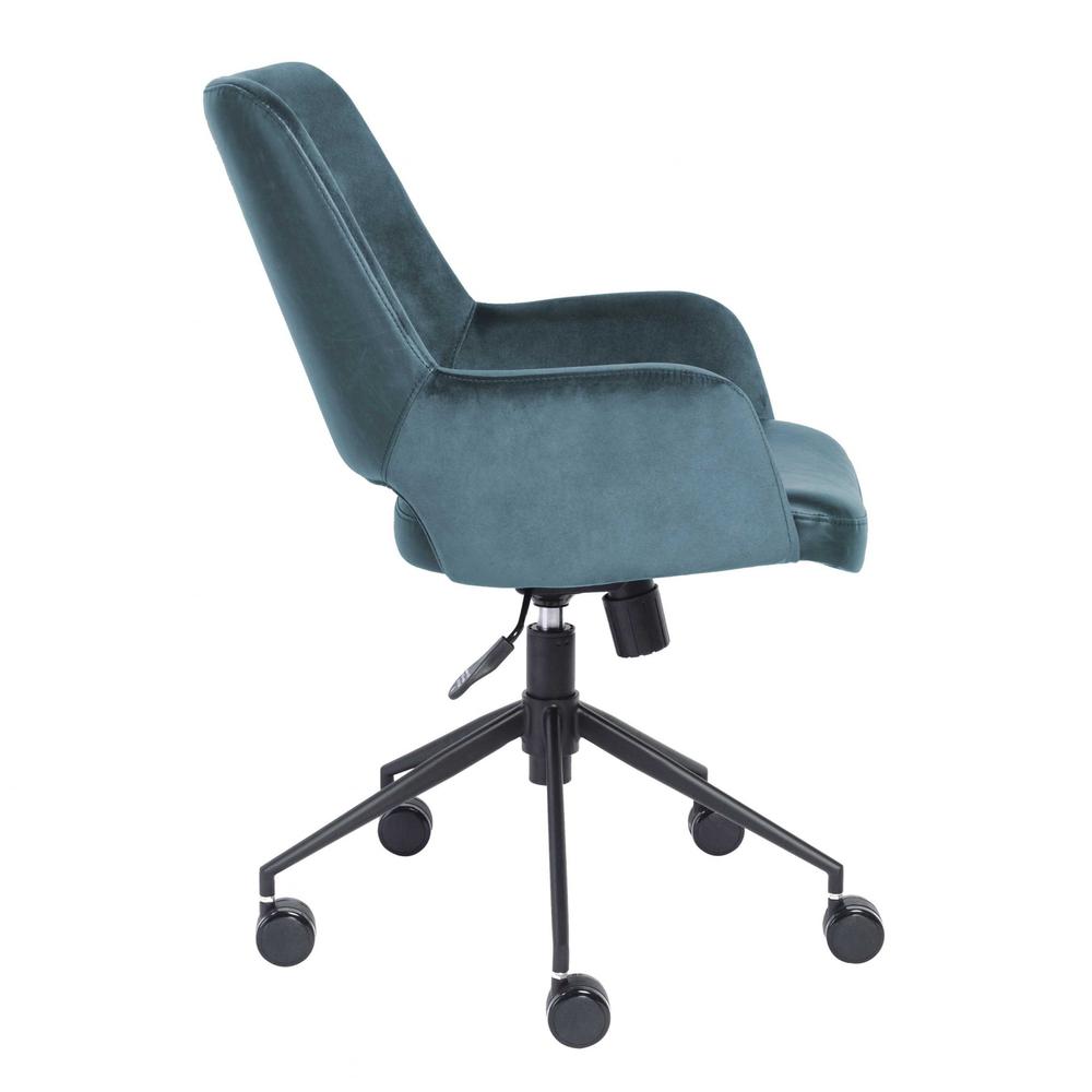 21.26" X 25.60" X 37.21" Tilt Office Chair in Blue Fabric and Leatherette with Black Base. Picture 2