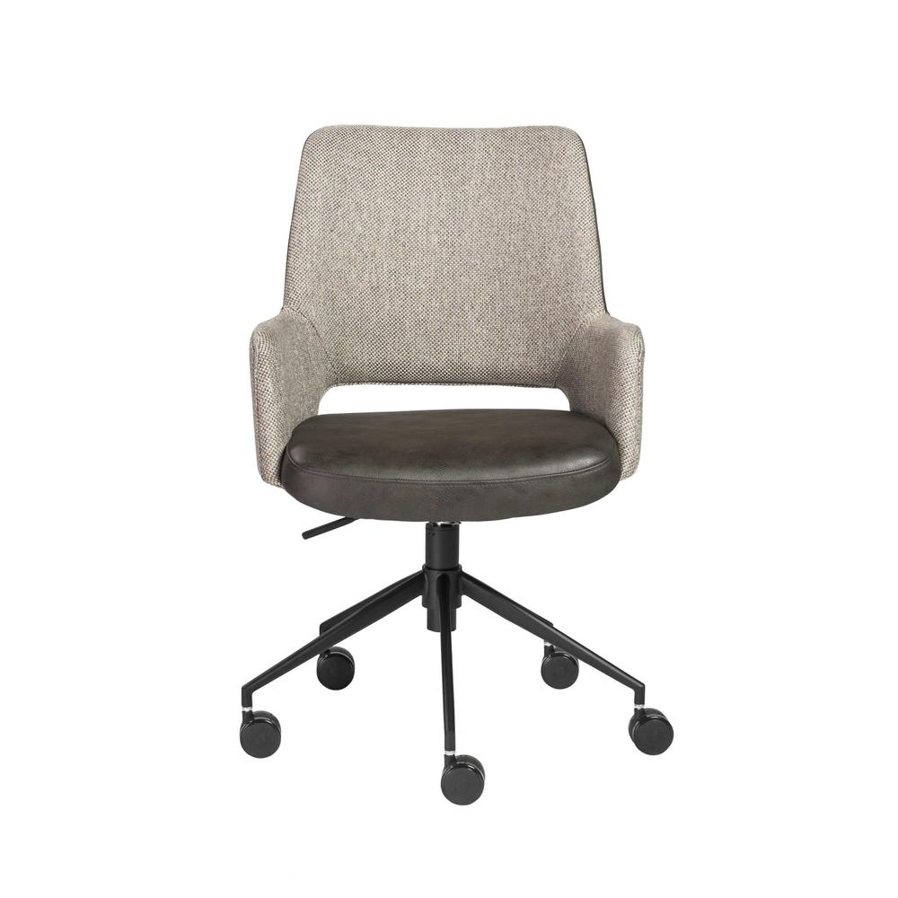 21.26" X 25.60" X 37.21" Tilt Office Chair in Light Gray Fabric and Dark Gray Leatherette with Black Base. Picture 1