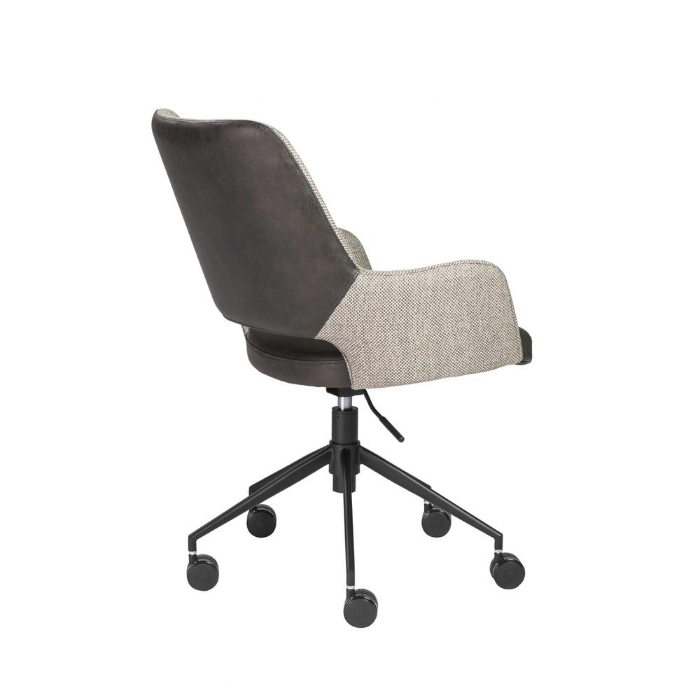 21.26" X 25.60" X 37.21" Tilt Office Chair in Light Gray Fabric and Dark Gray Leatherette with Black Base. Picture 3