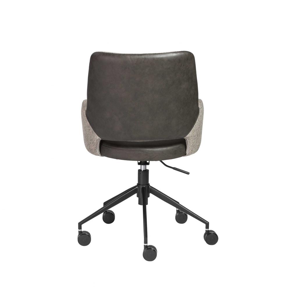 21.26" X 25.60" X 37.21" Tilt Office Chair in Light Gray Fabric and Dark Gray Leatherette with Black Base. Picture 4
