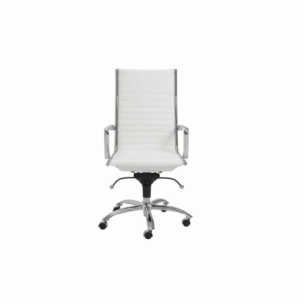 26.38" X 25.60" X 45.08" High Back Office Chair in White with Chromed Steel Base. Picture 1