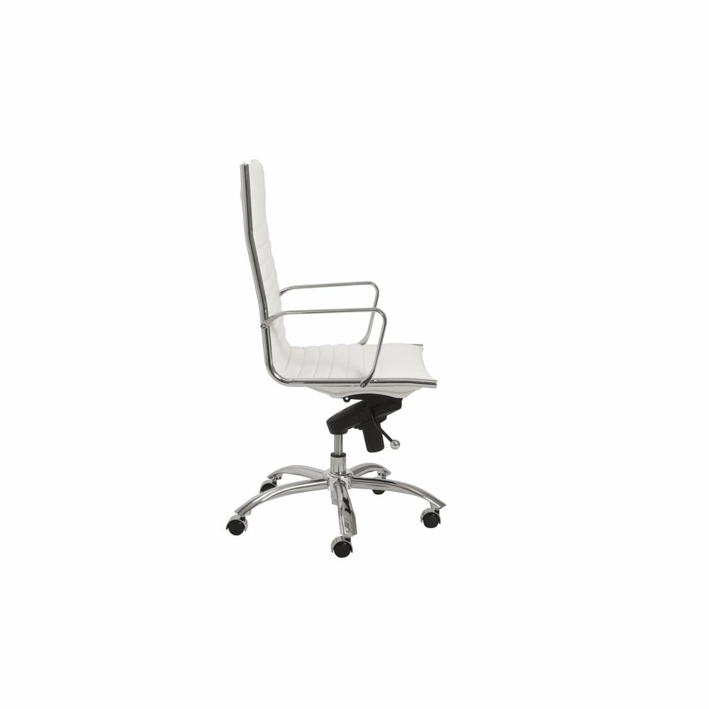 26.38" X 25.60" X 45.08" High Back Office Chair in White with Chromed Steel Base. Picture 3
