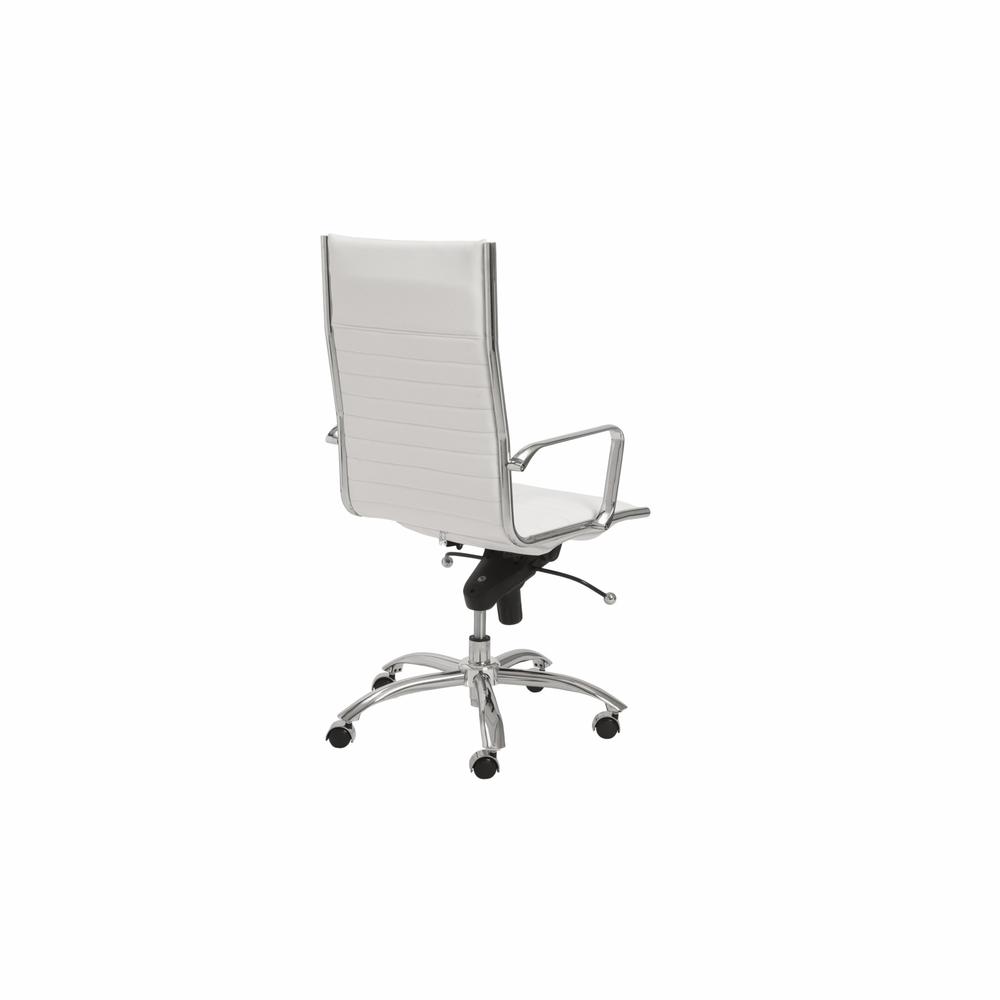 26.38" X 25.60" X 45.08" High Back Office Chair in White with Chromed Steel Base. Picture 4