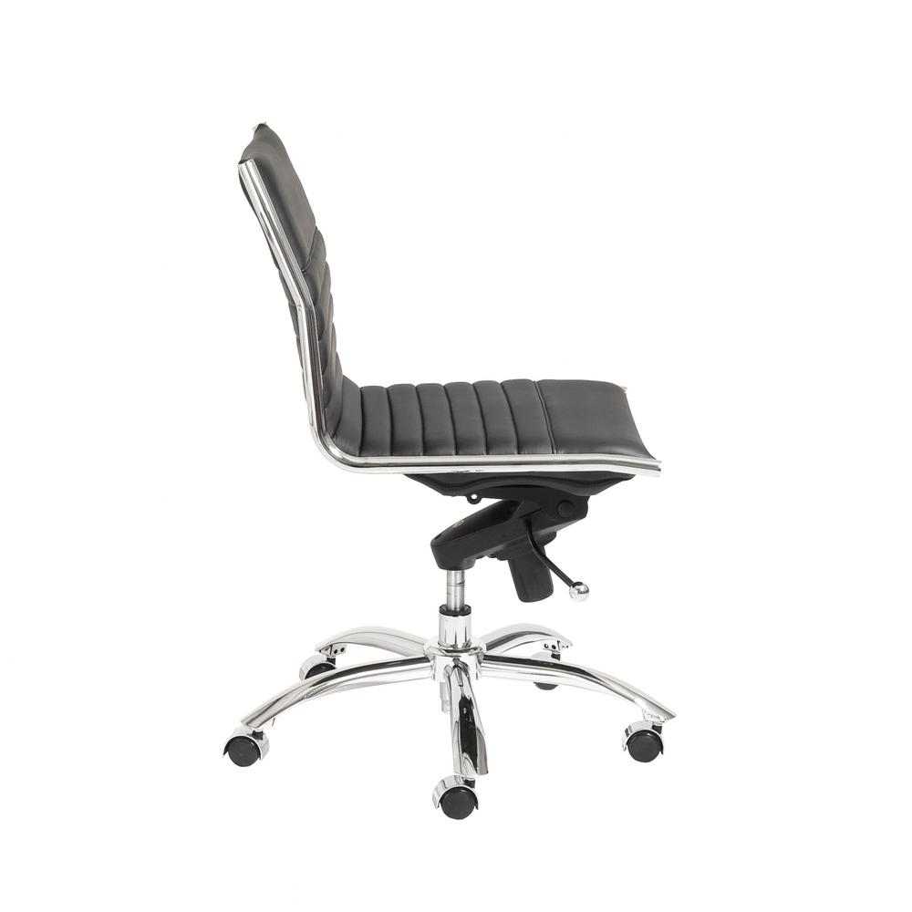 26.38" X 25.99" X 38.19" Low Back Office Chair without Armrests in Black with Chromed Steel Base. Picture 3