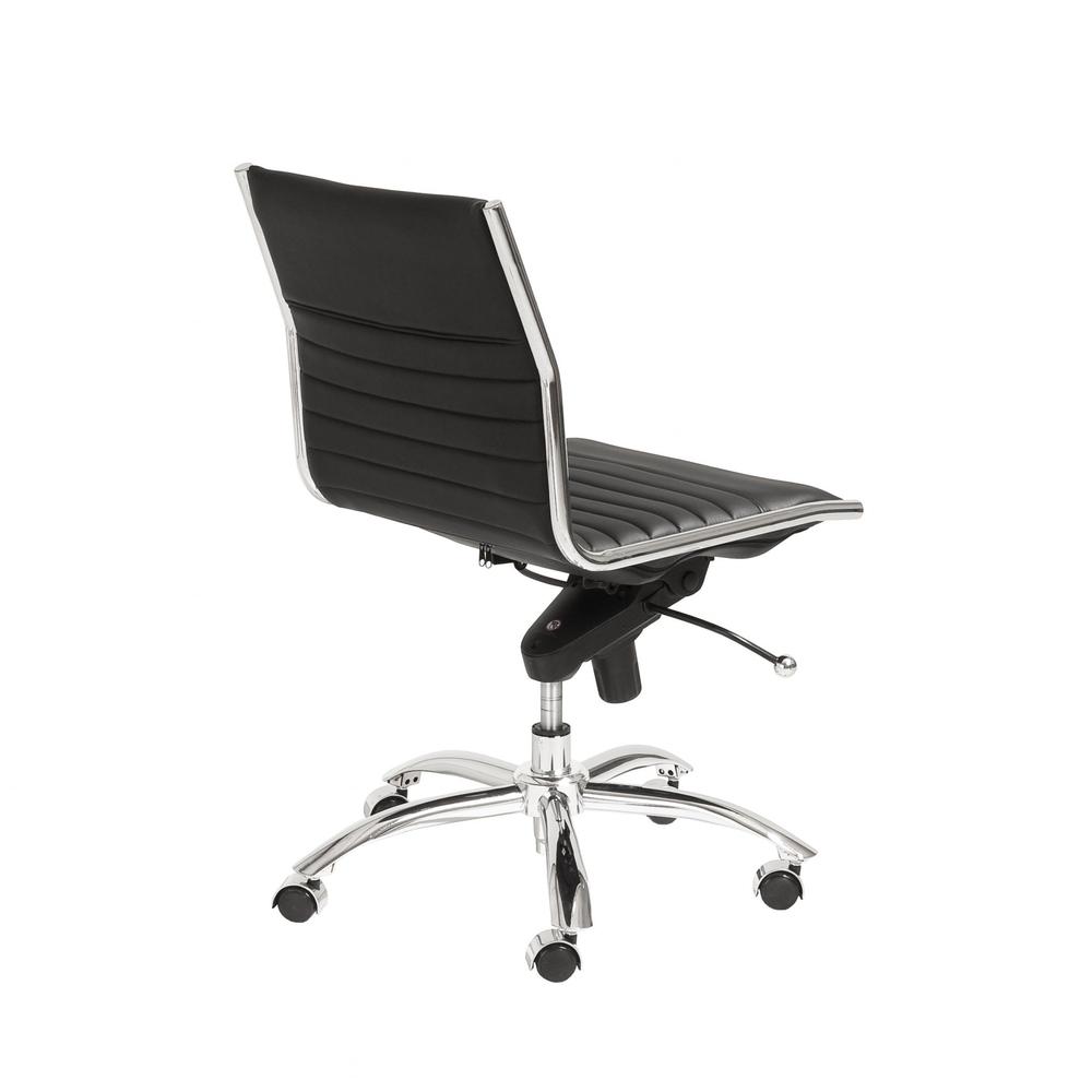 26.38" X 25.99" X 38.19" Low Back Office Chair without Armrests in Black with Chromed Steel Base. Picture 4