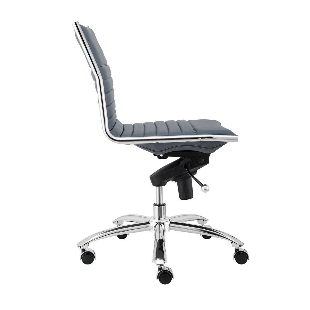 26.38" X 25.99" X 38.19" Low Back Office Chair without Armrests in Blue with Chromed Steel Base. Picture 3