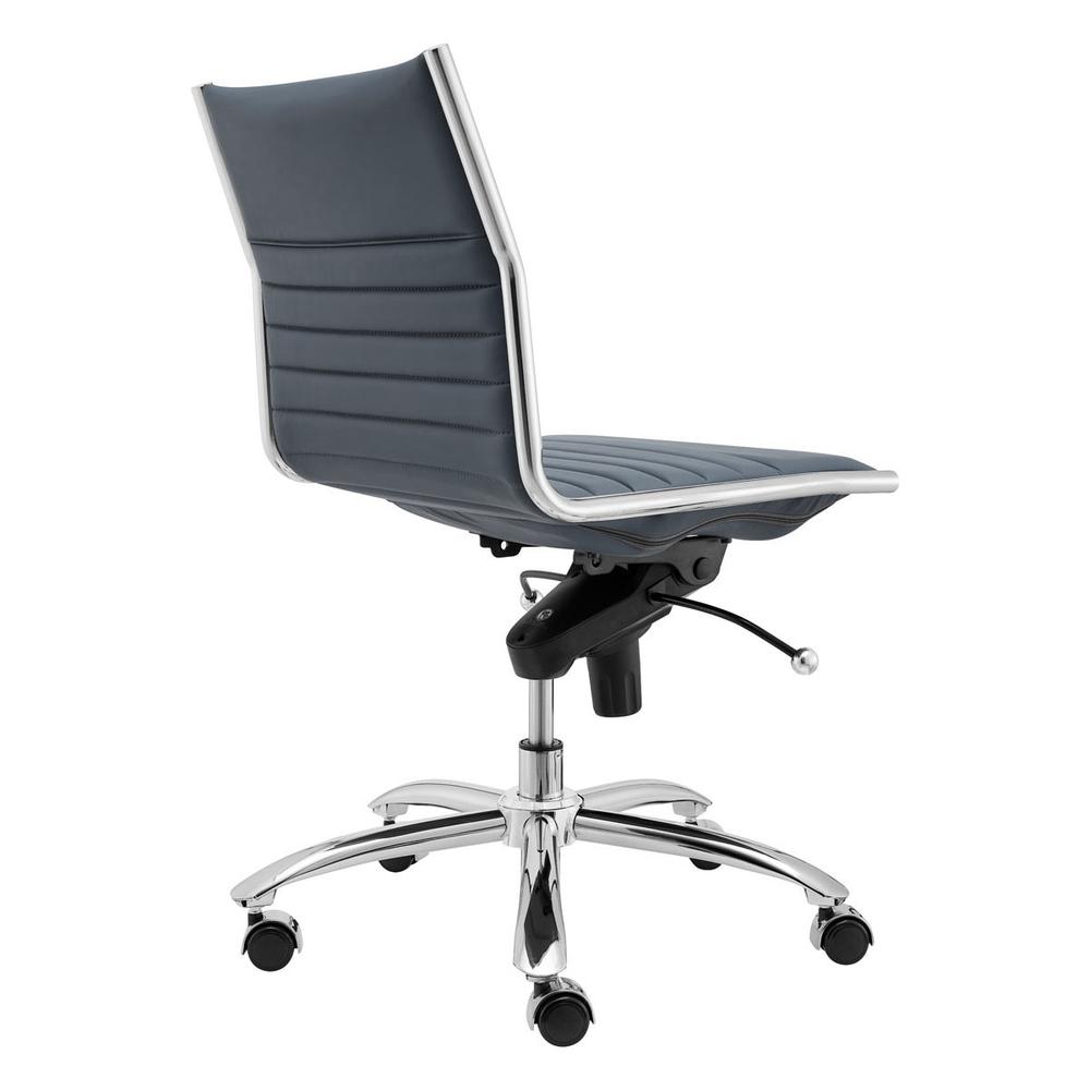 26.38" X 25.99" X 38.19" Low Back Office Chair without Armrests in Blue with Chromed Steel Base. Picture 4