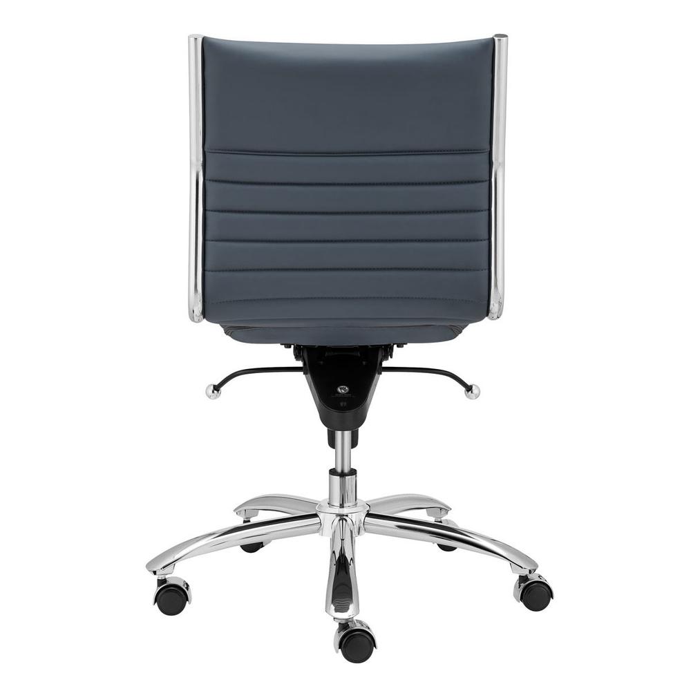 26.38" X 25.99" X 38.19" Low Back Office Chair without Armrests in Blue with Chromed Steel Base. Picture 5