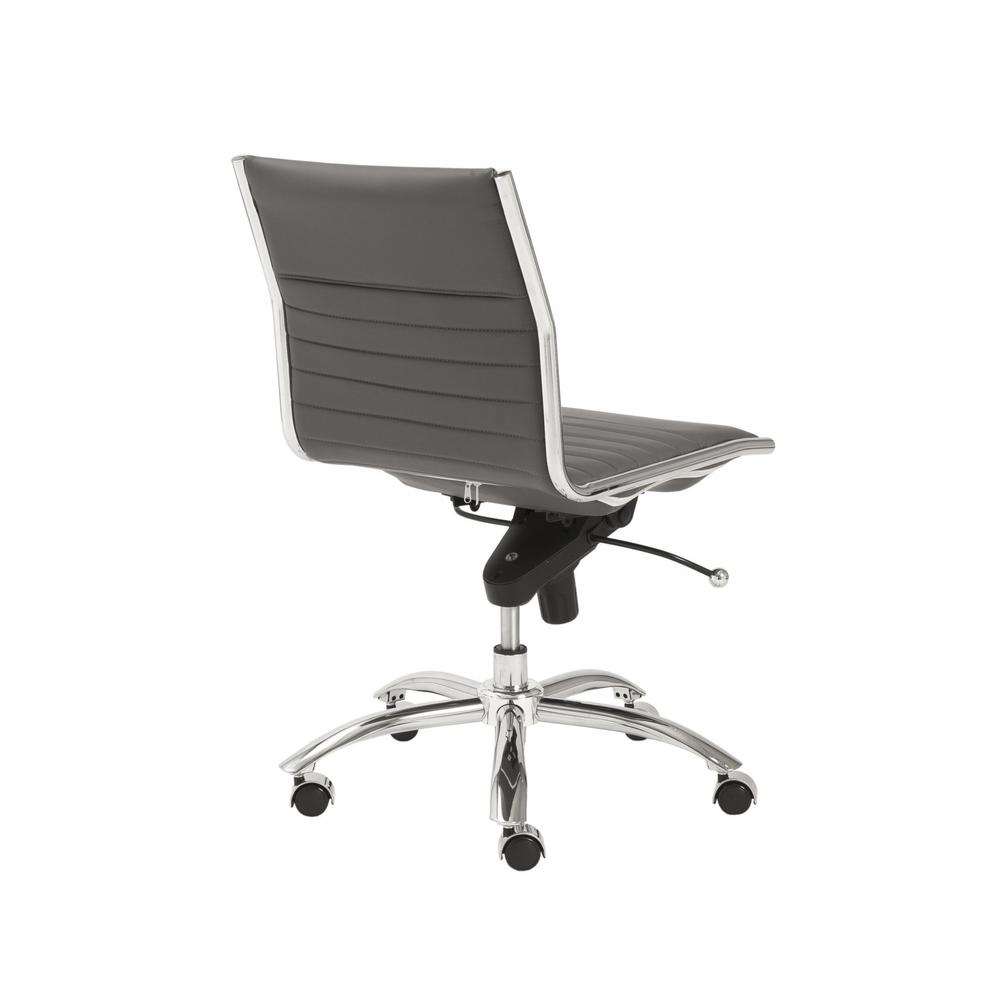 26.38" X 25.99" X 38.19" Low Back Office Chair without Armrests in Gray with Chromed Steel Base. Picture 4