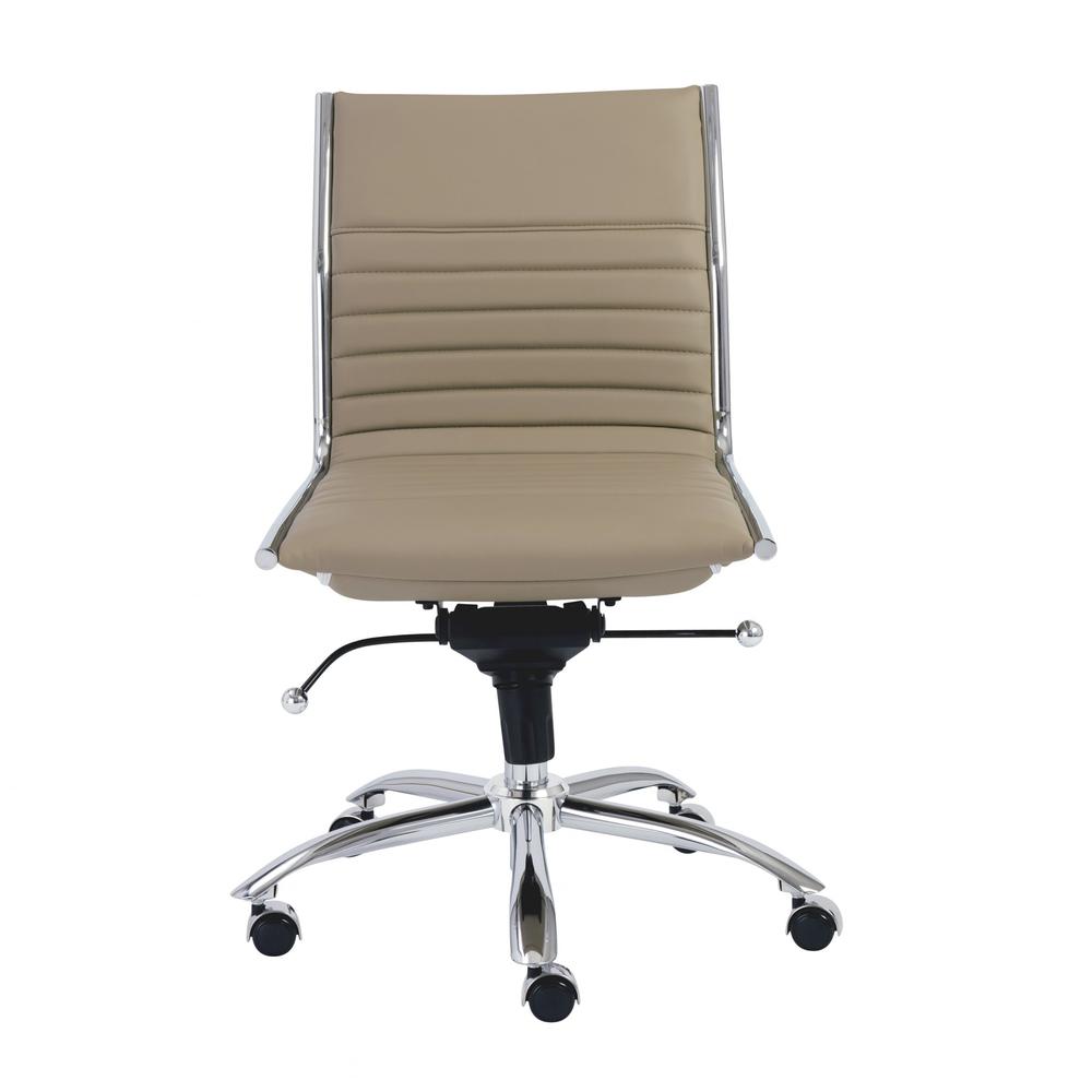 26.38" X 25.99" X 38.19" Low Back Office Chair without Armrests in Taupe with Chromed Steel Base. Picture 1