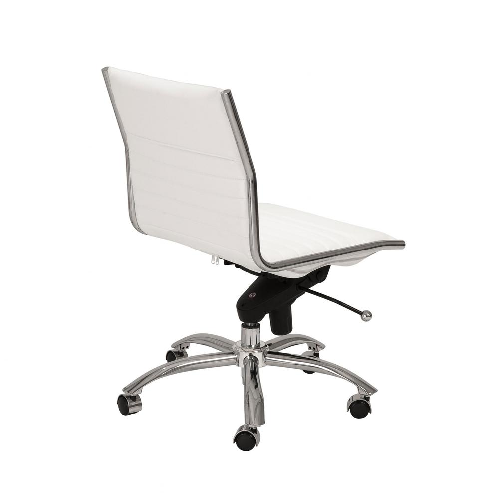 26.38" X 25.99" X 38.19" Low Back Office Chair without Armrests in White with Chromed Steel Base. Picture 4
