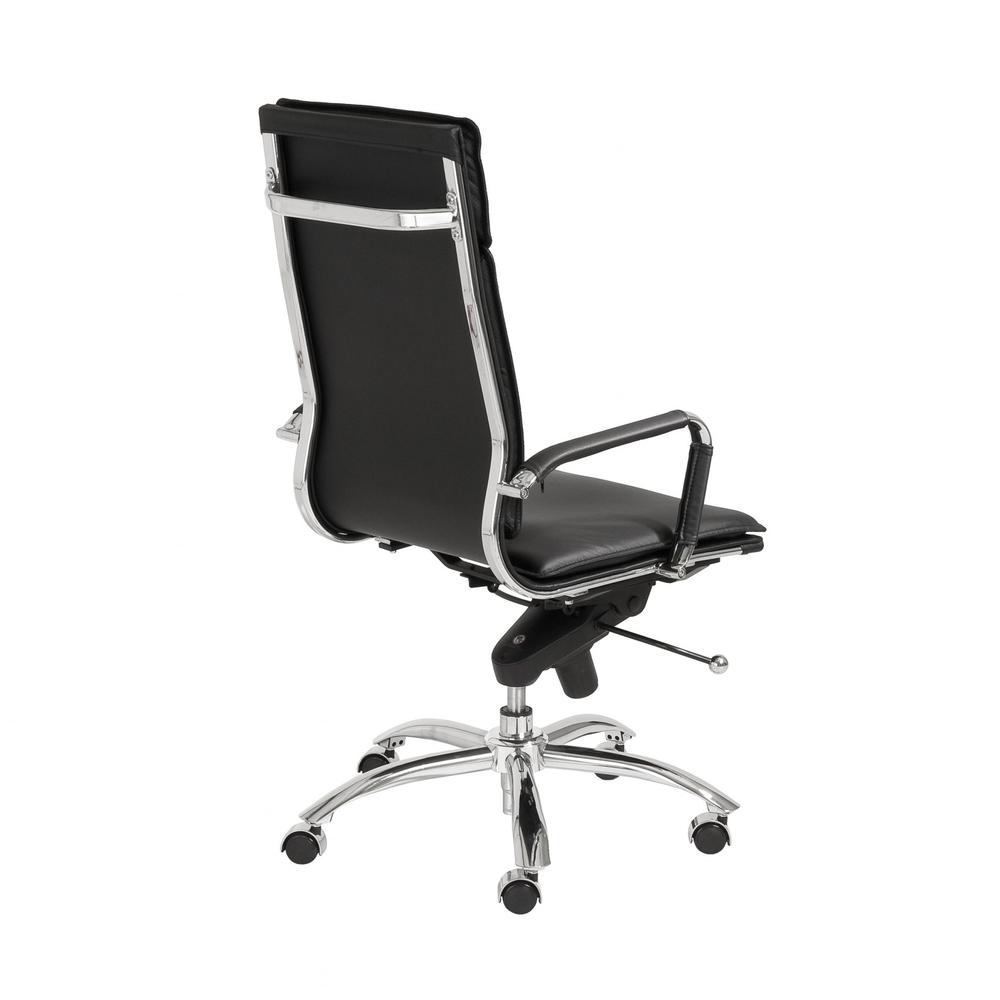 26.38" X 27.56" X 45.87" High Back Office Chair in Black with Chromed Steel Base. Picture 4