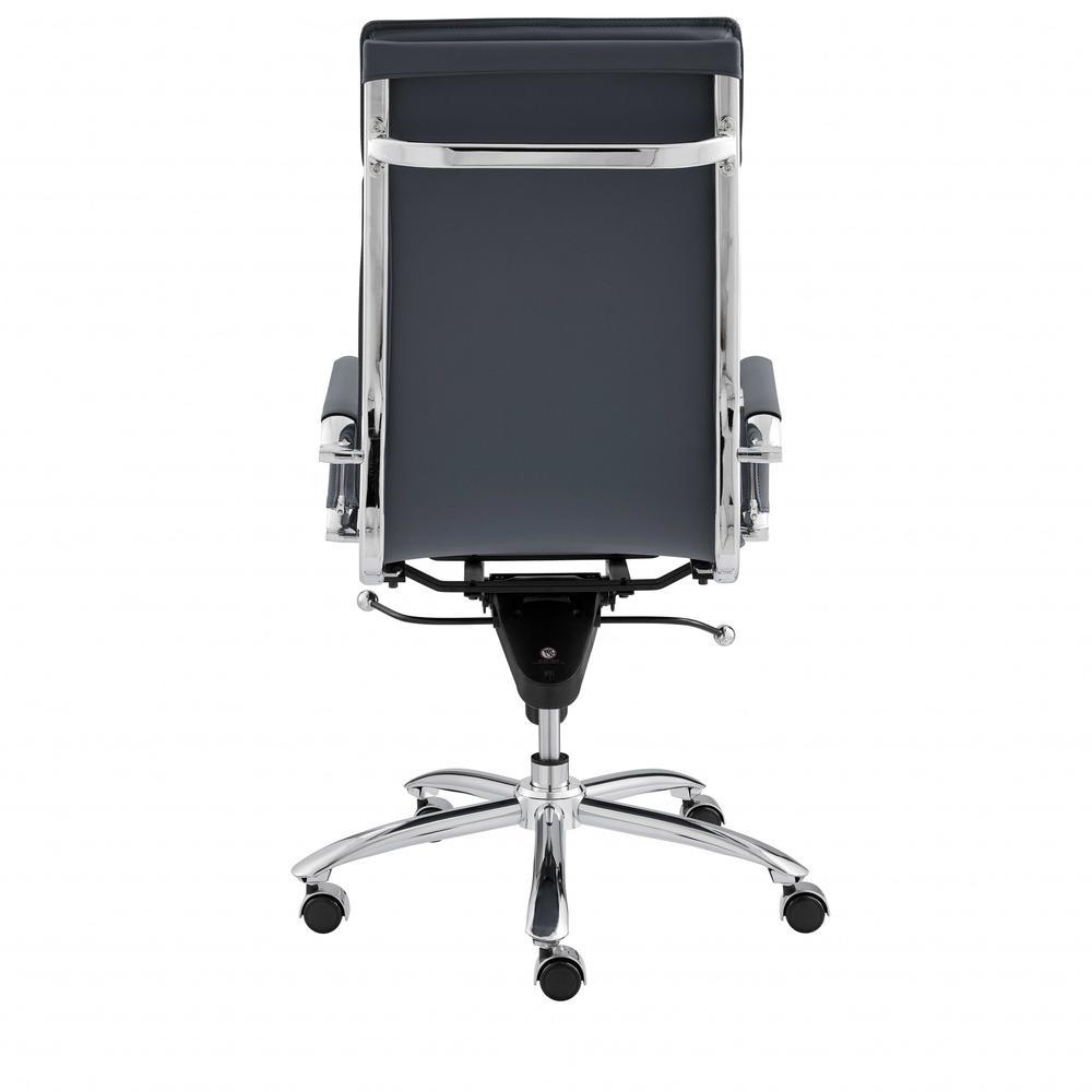26.38" X 27.56" X 45.87" High Back Office Chair in Blue with Chromed Steel Base. Picture 5