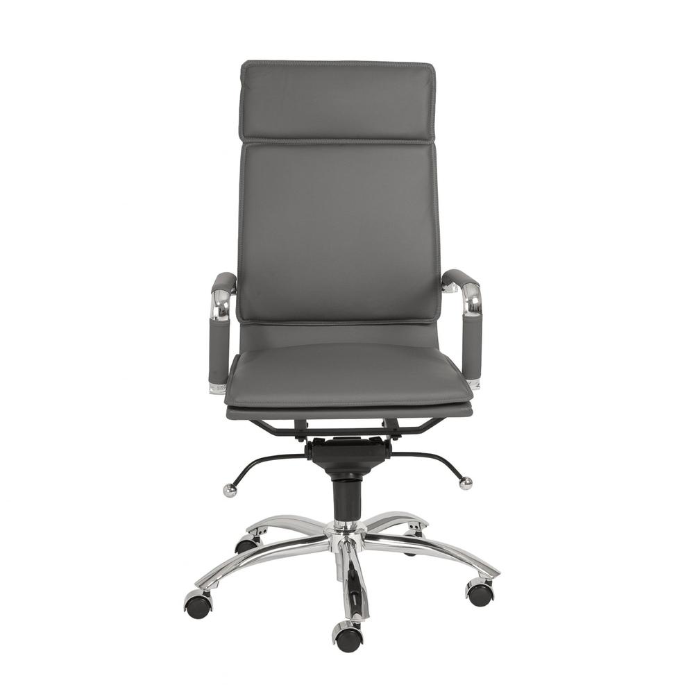26.38" X 27.56" X 45.87" High Back Office Chair in Gray with Chromed Steel Base. The main picture.