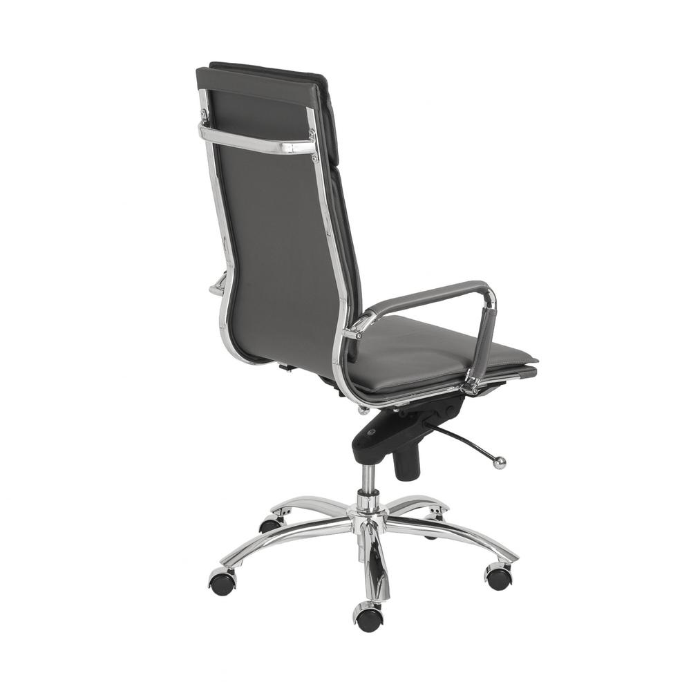 26.38" X 27.56" X 45.87" High Back Office Chair in Gray with Chromed Steel Base. Picture 4