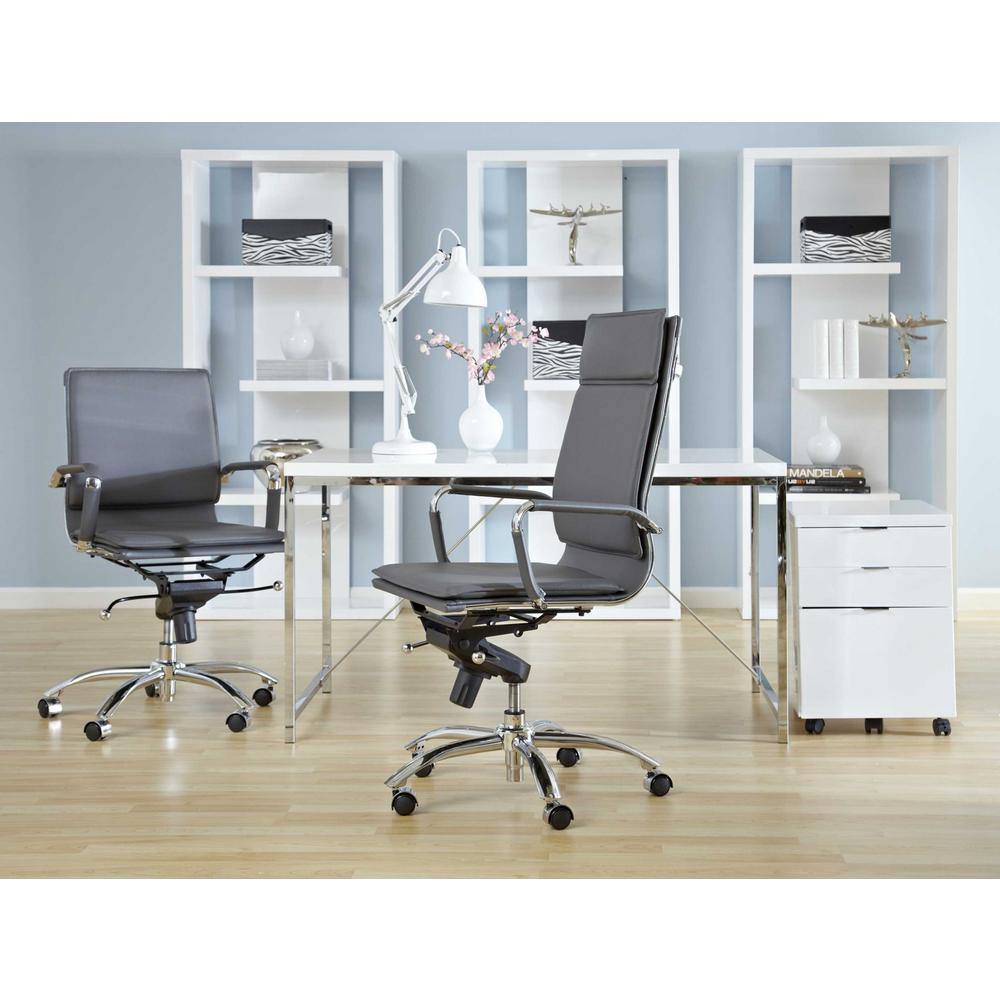 26.38" X 27.56" X 45.87" High Back Office Chair in Gray with Chromed Steel Base. Picture 5