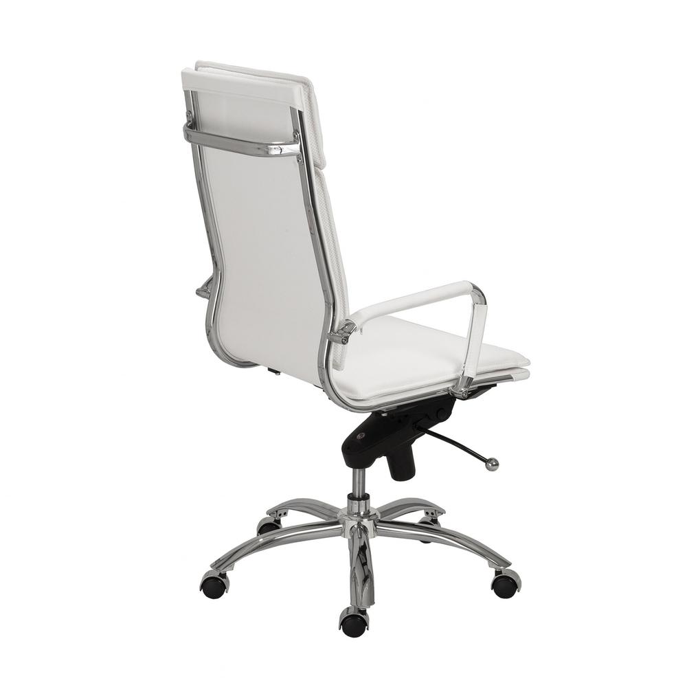 26.38" X 27.56" X 45.87" High Back Office Chair in White with Chromed Steel Base. Picture 4