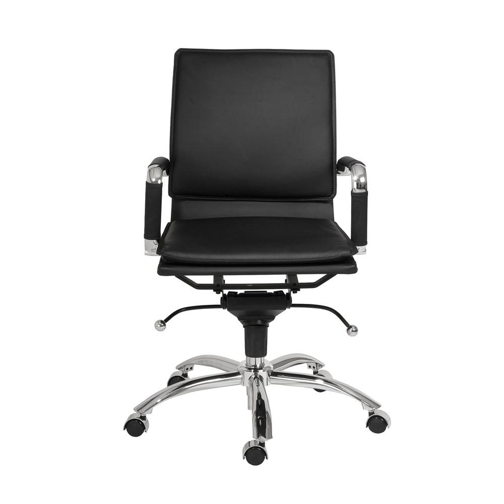 25.99" X 26.78" X 38.39" Low Back Office Chair in Black with Chromed Steel Base. Picture 1