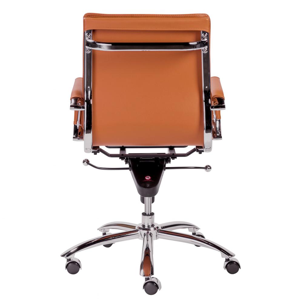 25.99" X 26.78" X 38.39" Low Back Office Chair in Cognac with Chrome Base. Picture 5