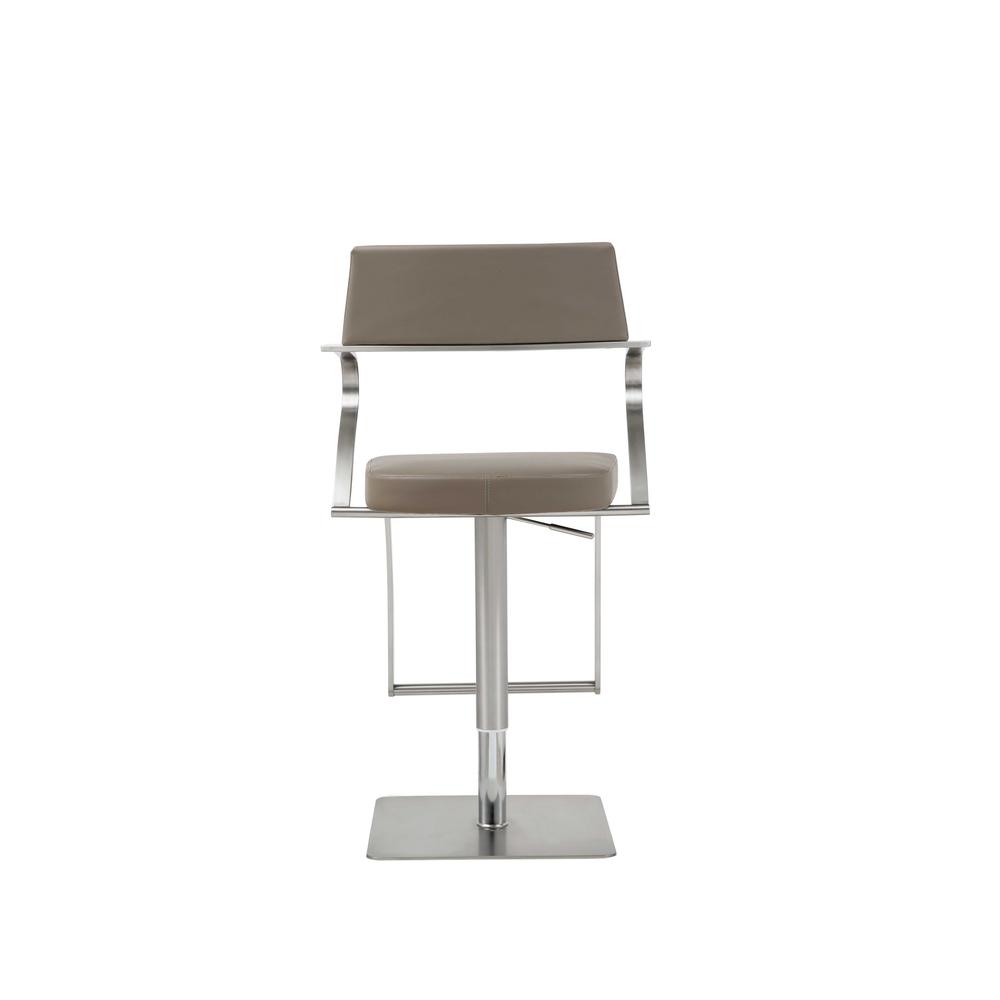 Modern Taupe Faux Leather Adjustable Barstool with Arms - 370617. Picture 3