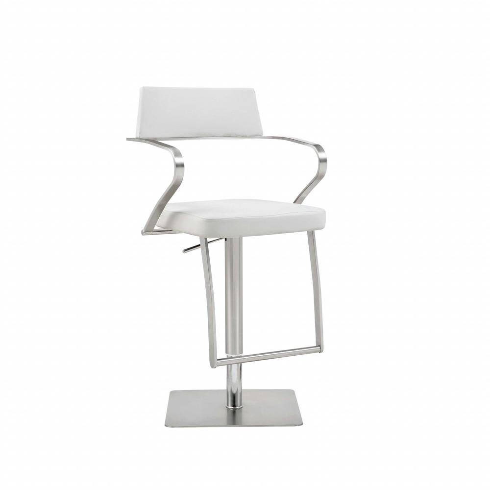21" X 20" X 36-46" White Stainless Steel Bar Stool - 370618. Picture 2