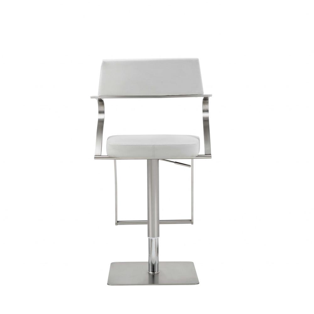 21" X 20" X 36-46" White Stainless Steel Bar Stool - 370618. Picture 4