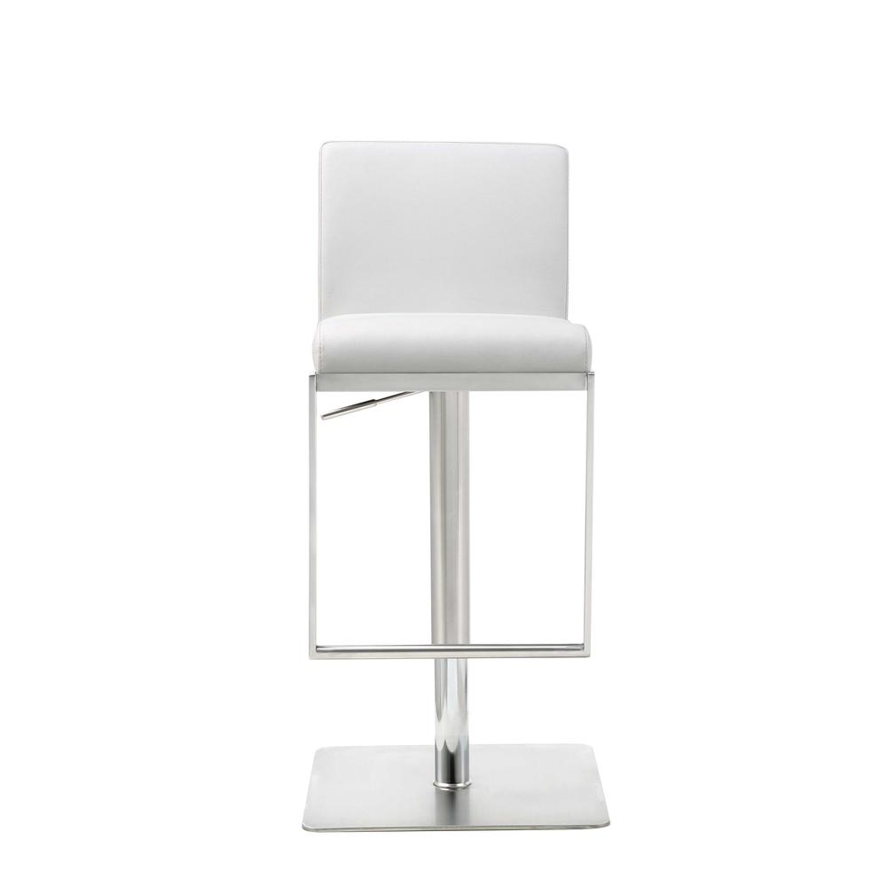 Sleek White Faux Leather Adjustable Bar Stool - 370620. Picture 1