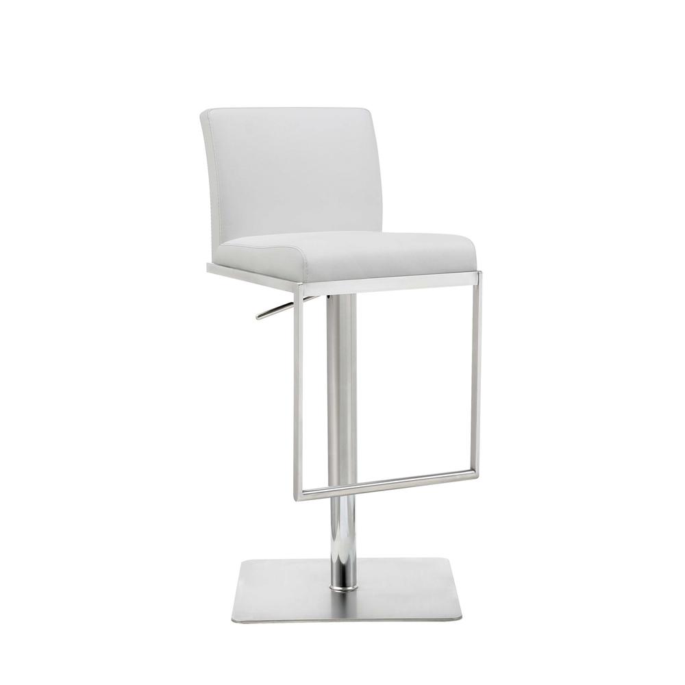 Sleek White Faux Leather Adjustable Bar Stool - 370620. Picture 2