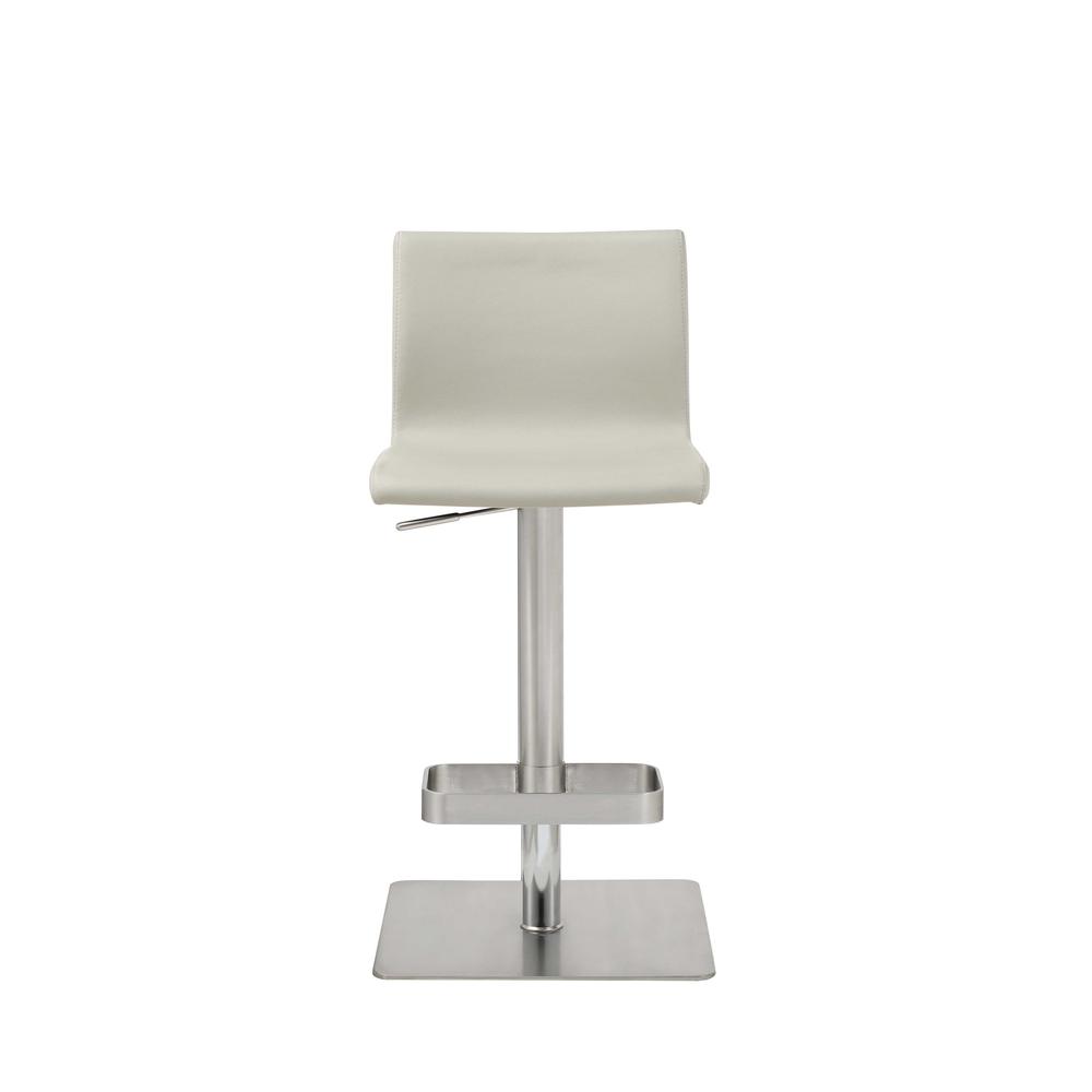 Sleek Light Gray Faux Leather Adjustable Bar Stool - 370625. Picture 1
