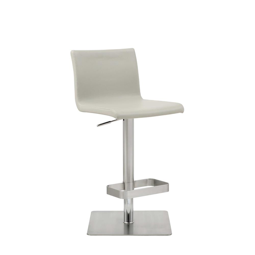 Sleek Light Gray Faux Leather Adjustable Bar Stool - 370625. Picture 2