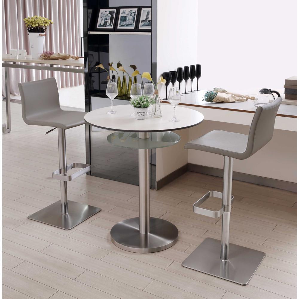 Sleek Light Gray Faux Leather Adjustable Bar Stool - 370625. Picture 6