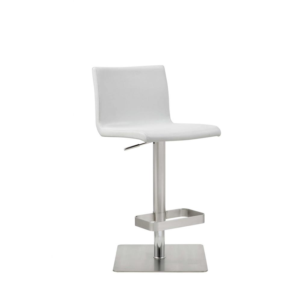 16.5" X 20" X 32-42" White Stainless Steel Bar Stool - 370626. Picture 2