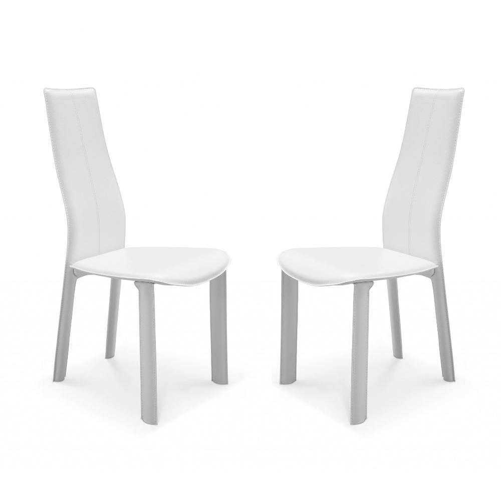 Set of 4 Modern Dining White Faux Leather Dining Chairs - 370641. Picture 1