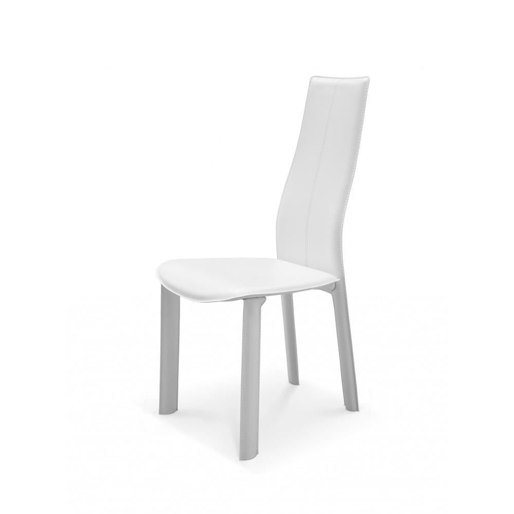 Set of 4 Modern Dining White Faux Leather Dining Chairs - 370641. Picture 4